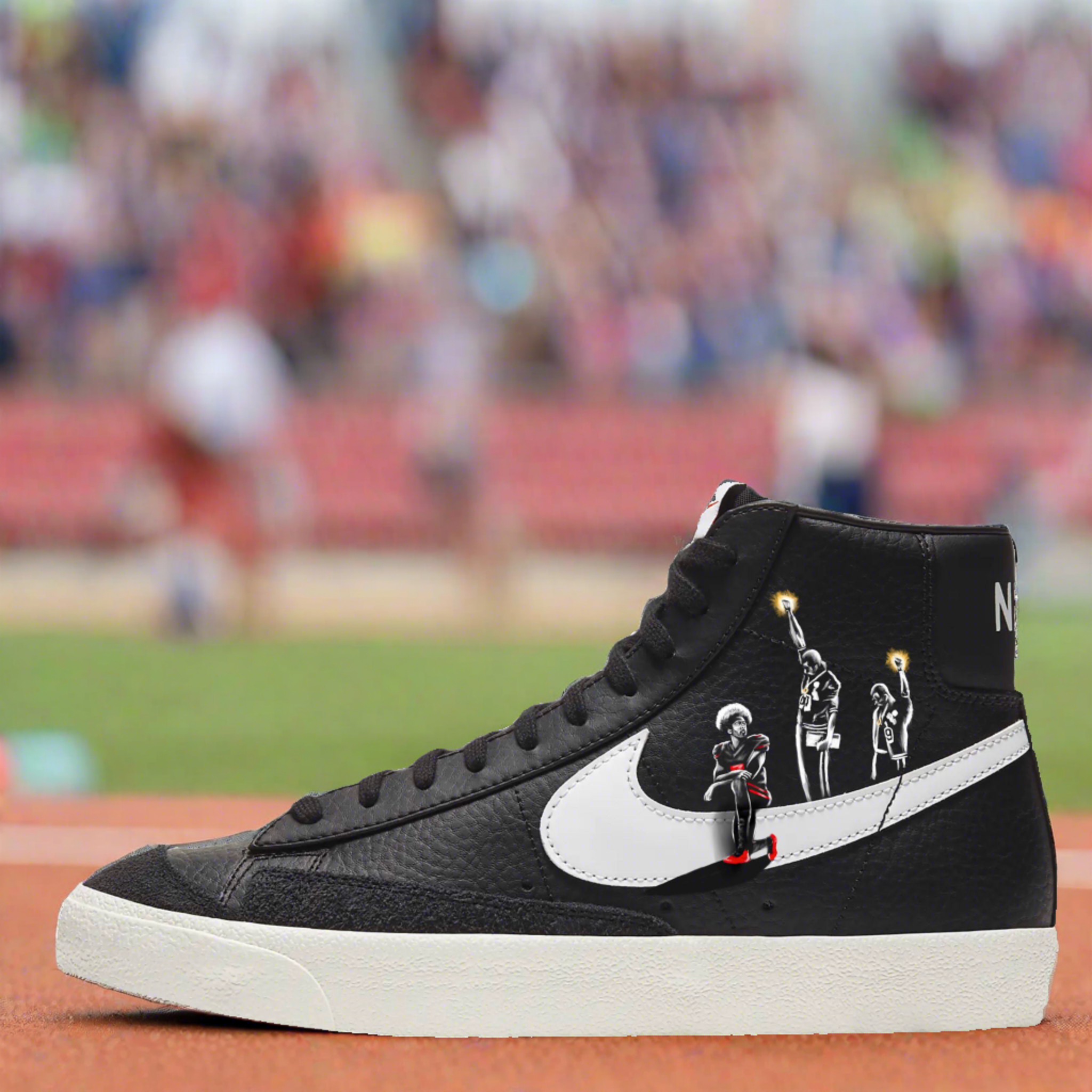Nike Blazer Mid Sneakers | Black and White | "I'm With Kap" - Androo's Art