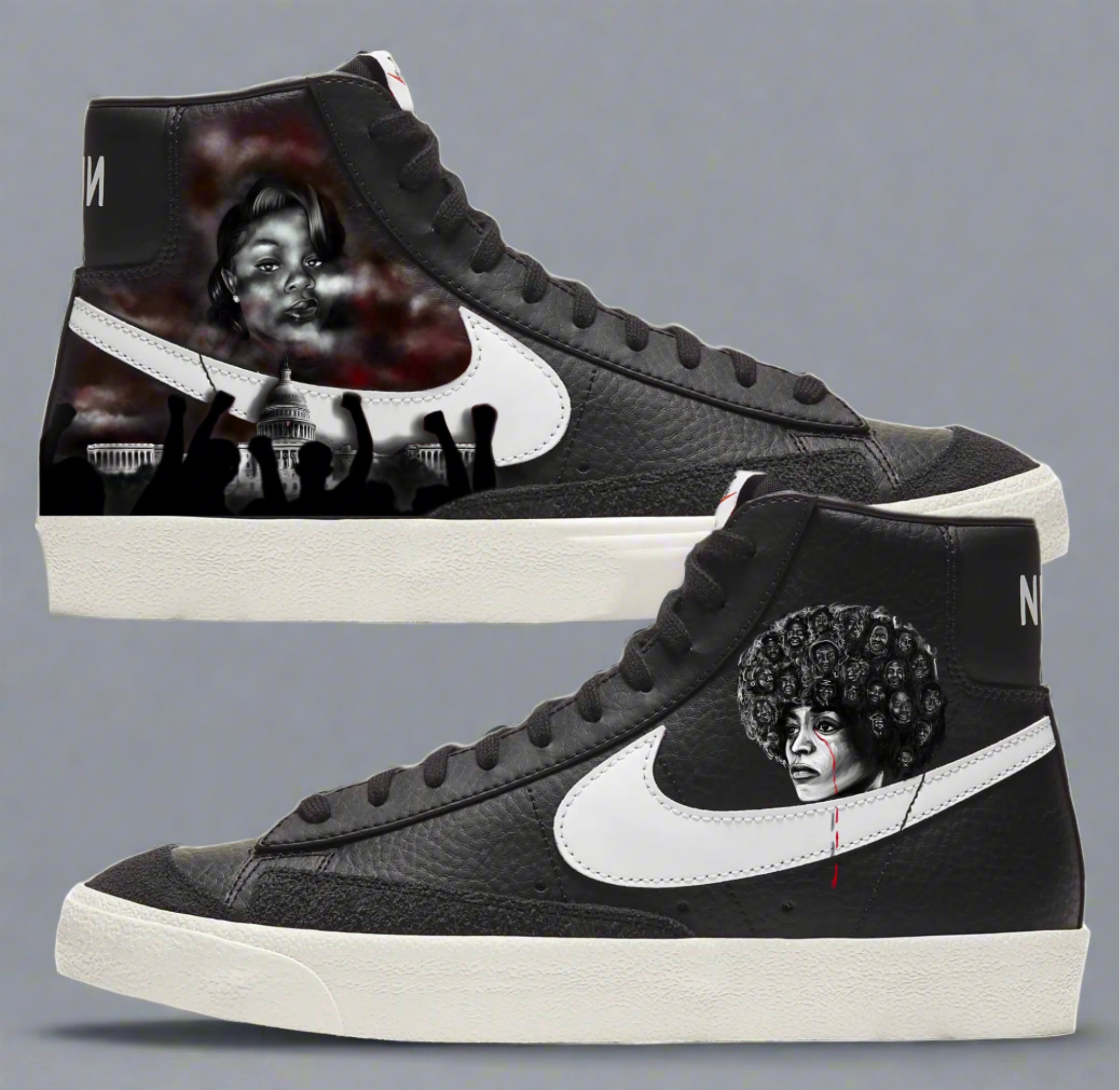 Nike Blazer Mid Sneakers | Black and White | "Say Their Names’’ - Androo's Art