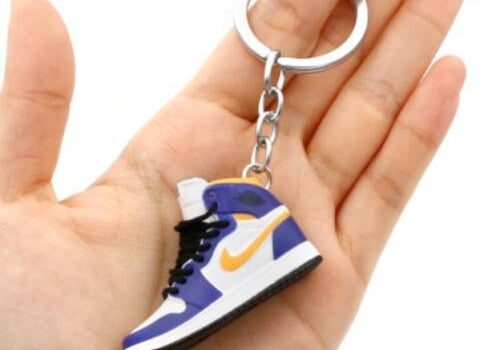 3D Air Jordan 1 MID 'LAKERS' Mini Purple Keychain - Androo's Art
