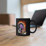 Jimi Hendrix | On Fire | Black Coffee Mug - Androo's Art