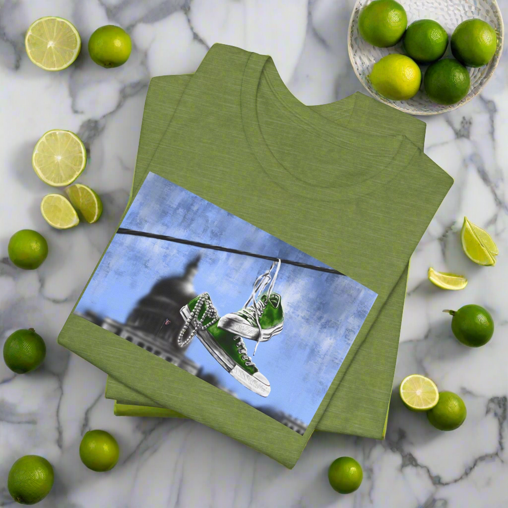 Lime ‘brat’ edition | Chucks & Pearls Unisex T-Shirt - Kamala Harris - Streetwear Art by AndrooArt