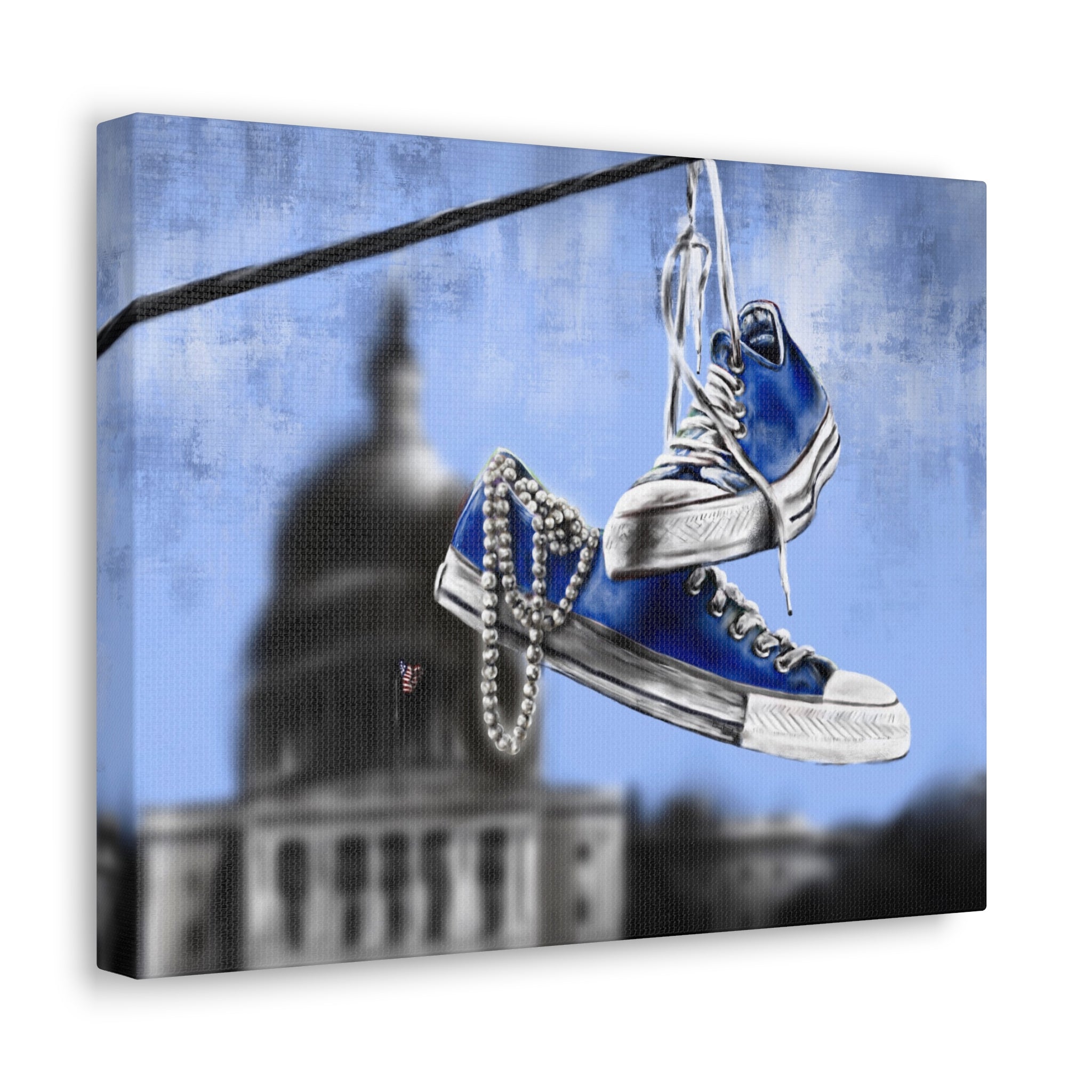 Pacific Blue | Chucks & Pearls Canvas - Kamala Harris - Streetwear Art by AndrooArt