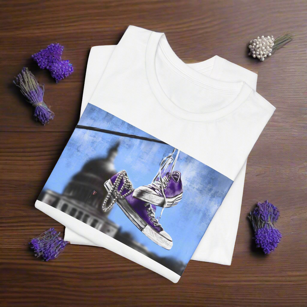 Violet Royalty | Chucks & Pearls Unisex T-Shirt - Androo's Art