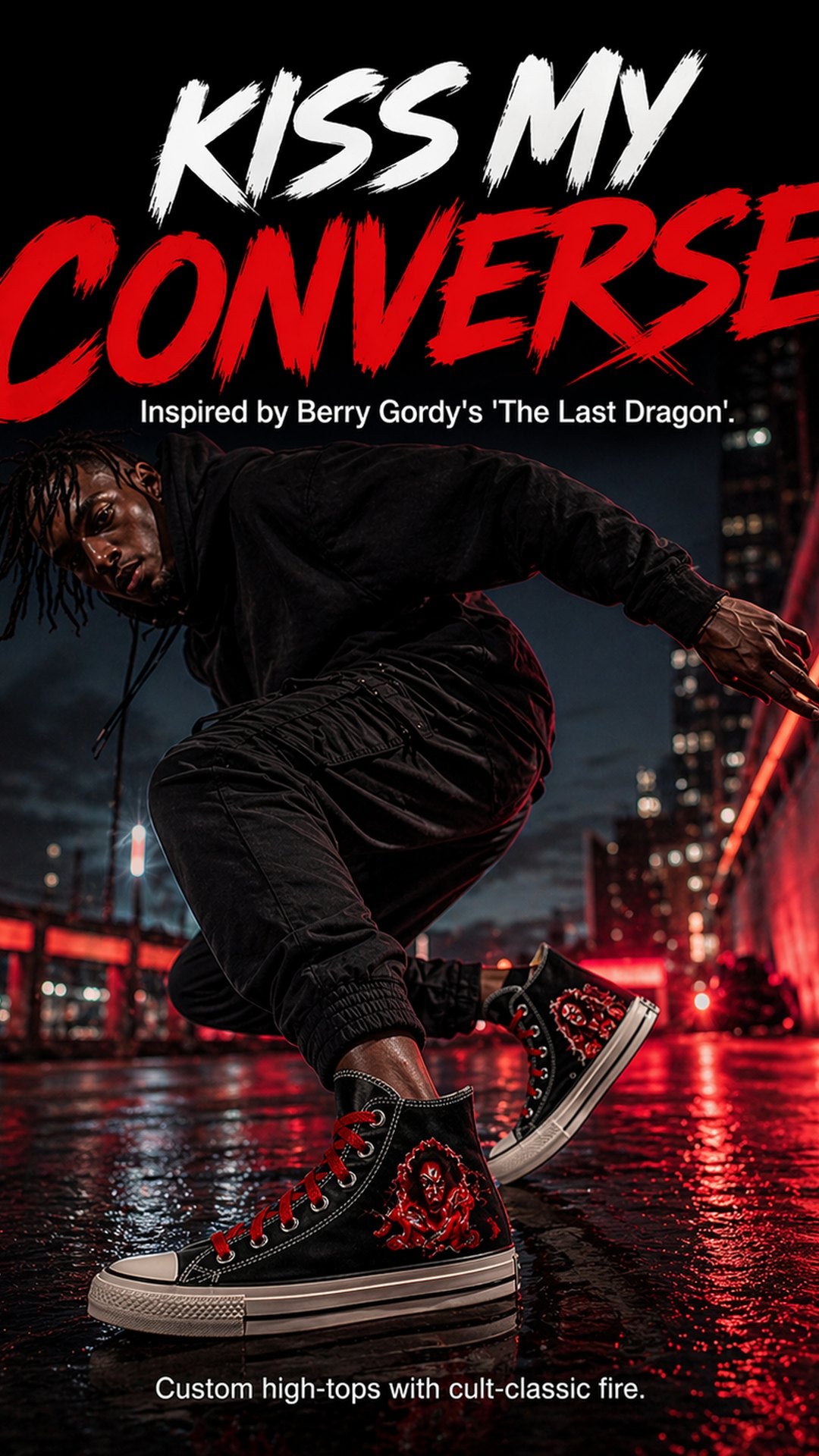 Homepage mobile hero for Sho Nuff | The Master | Converse custom sneaker campaign