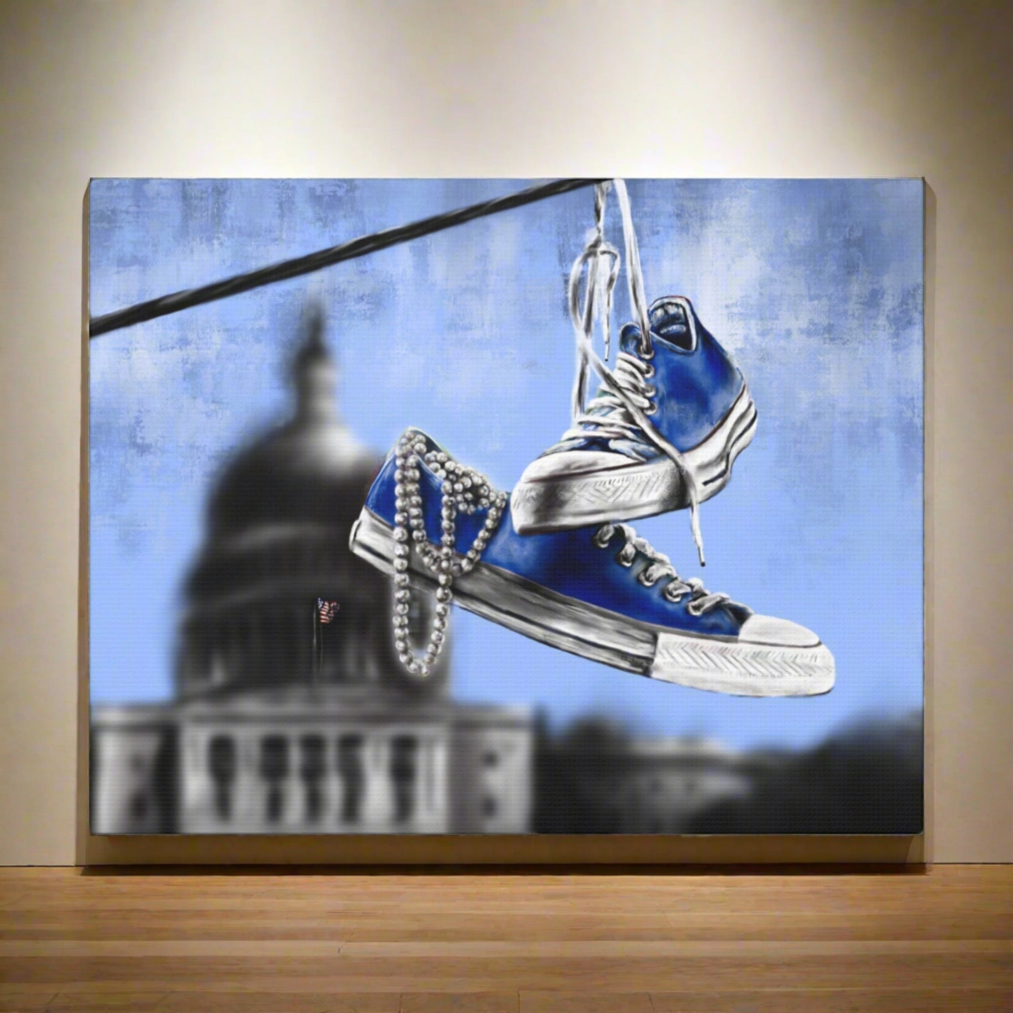 Pacific Blue | Chucks & Pearls Canvas - Kamala Harris - Streetwear Art by AndrooArt