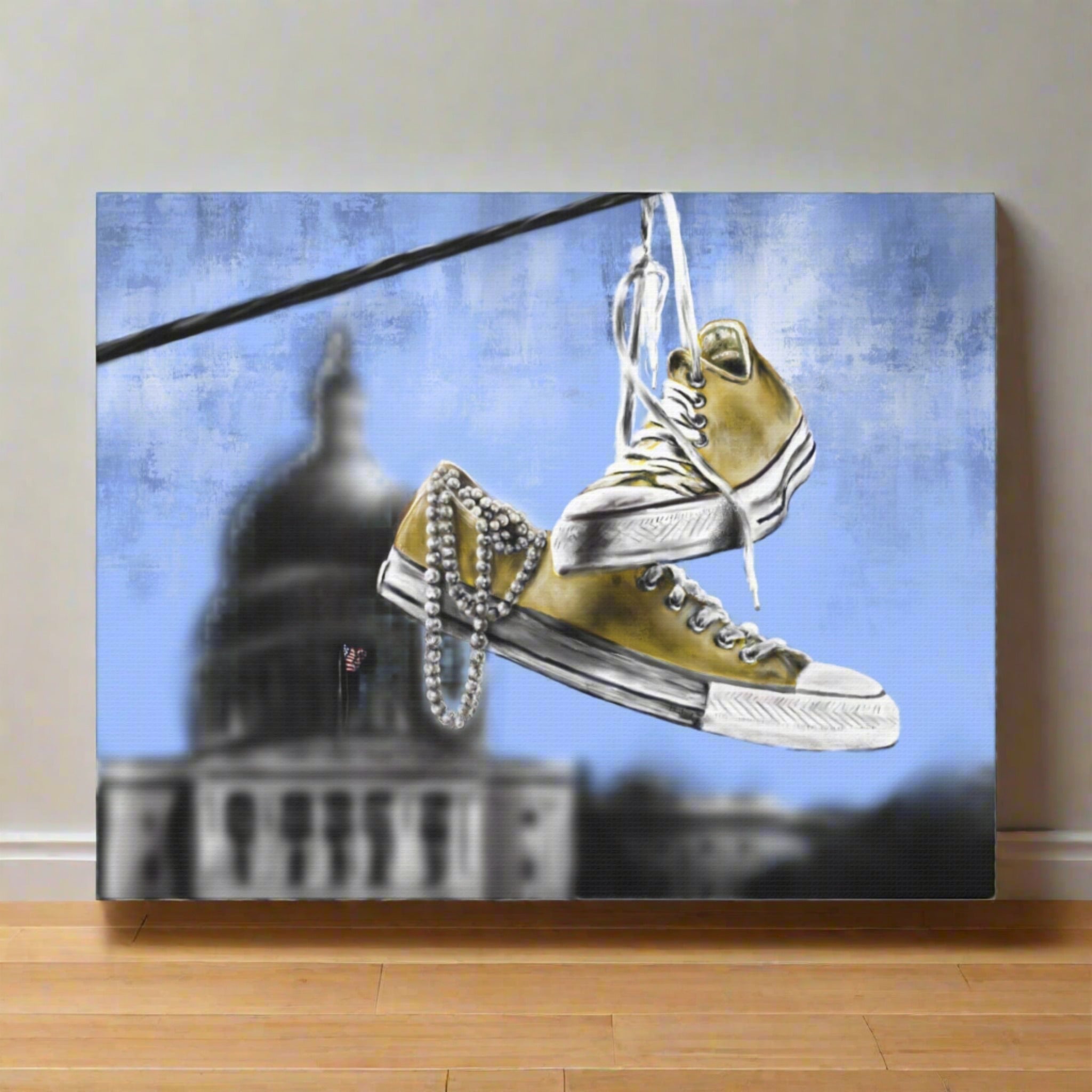 Heart of Gold | Chucks & Pearls Canvas - Kamala Harris - Streetwear Art by AndrooArt