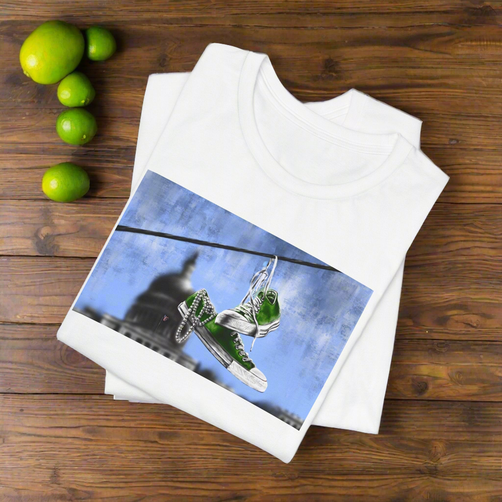 Lime ‘brat’ edition | Chucks & Pearls Unisex T-Shirt - Kamala Harris - Streetwear Art by AndrooArt