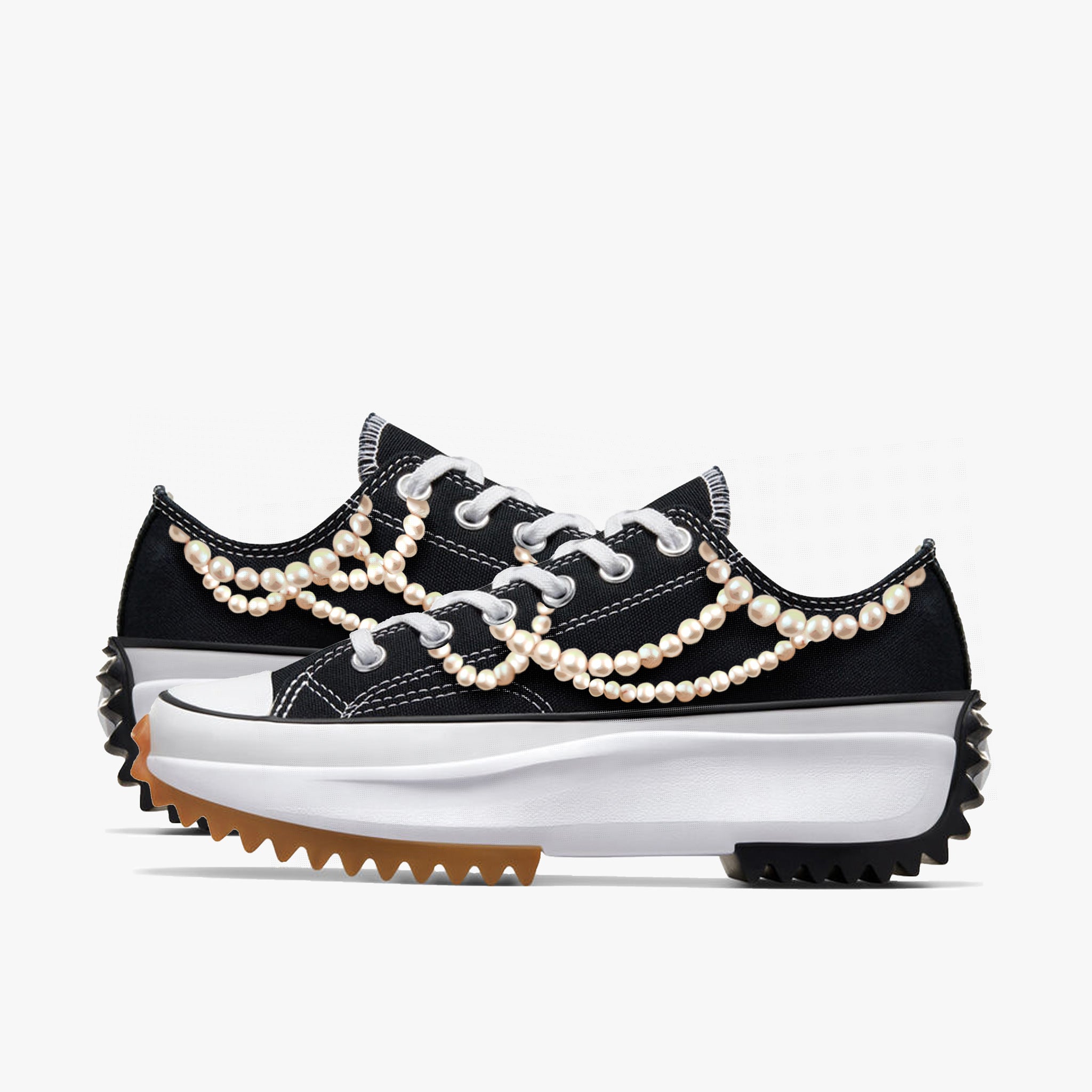 Onyx Black Chucks & Pearls | Run Star Hike Converse - Kamala Harris - Streetwear Art by AndrooArt