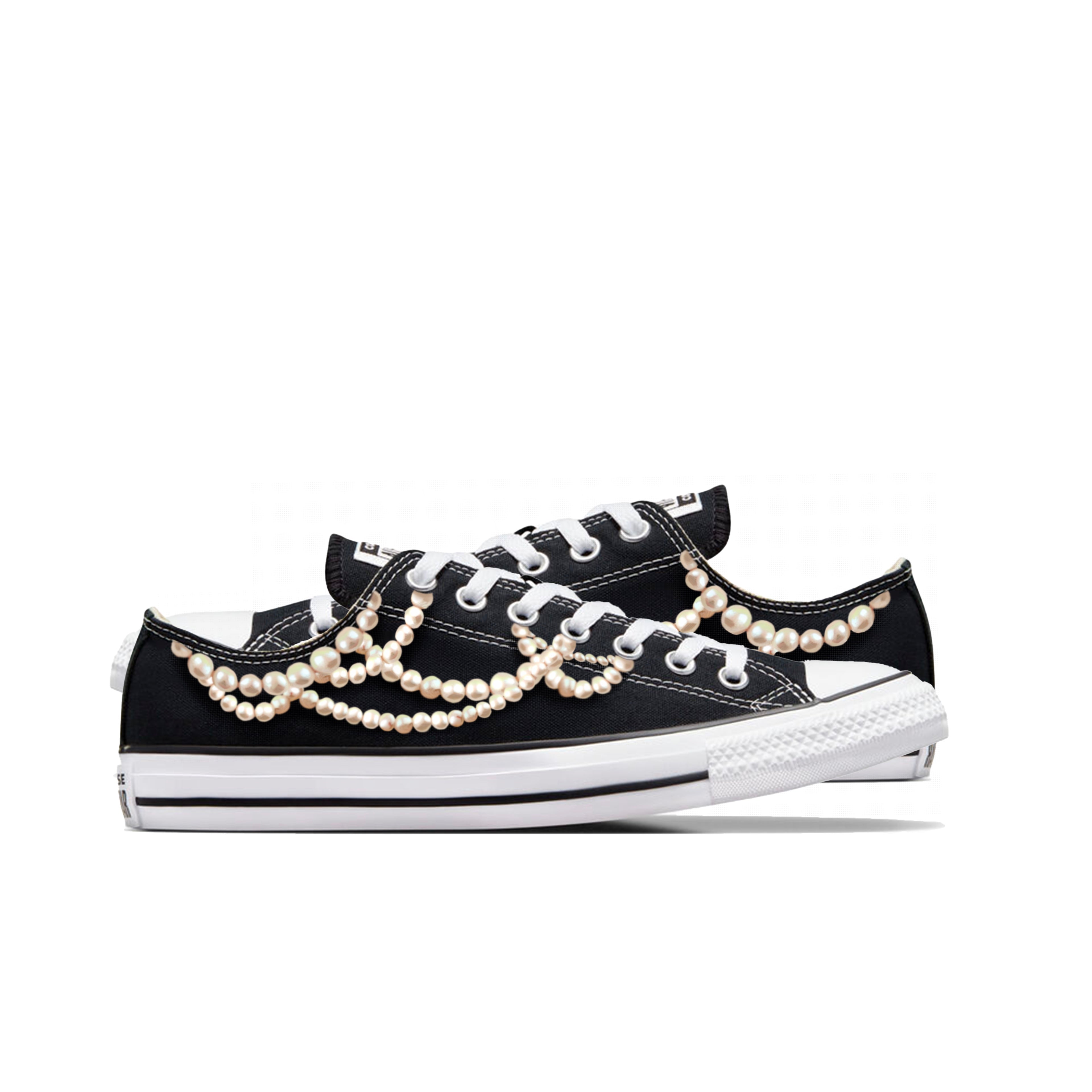 Onyx Black Chucks & Pearls | Limited Edition Converse - Kamala Harris - Streetwear Art by AndrooArt