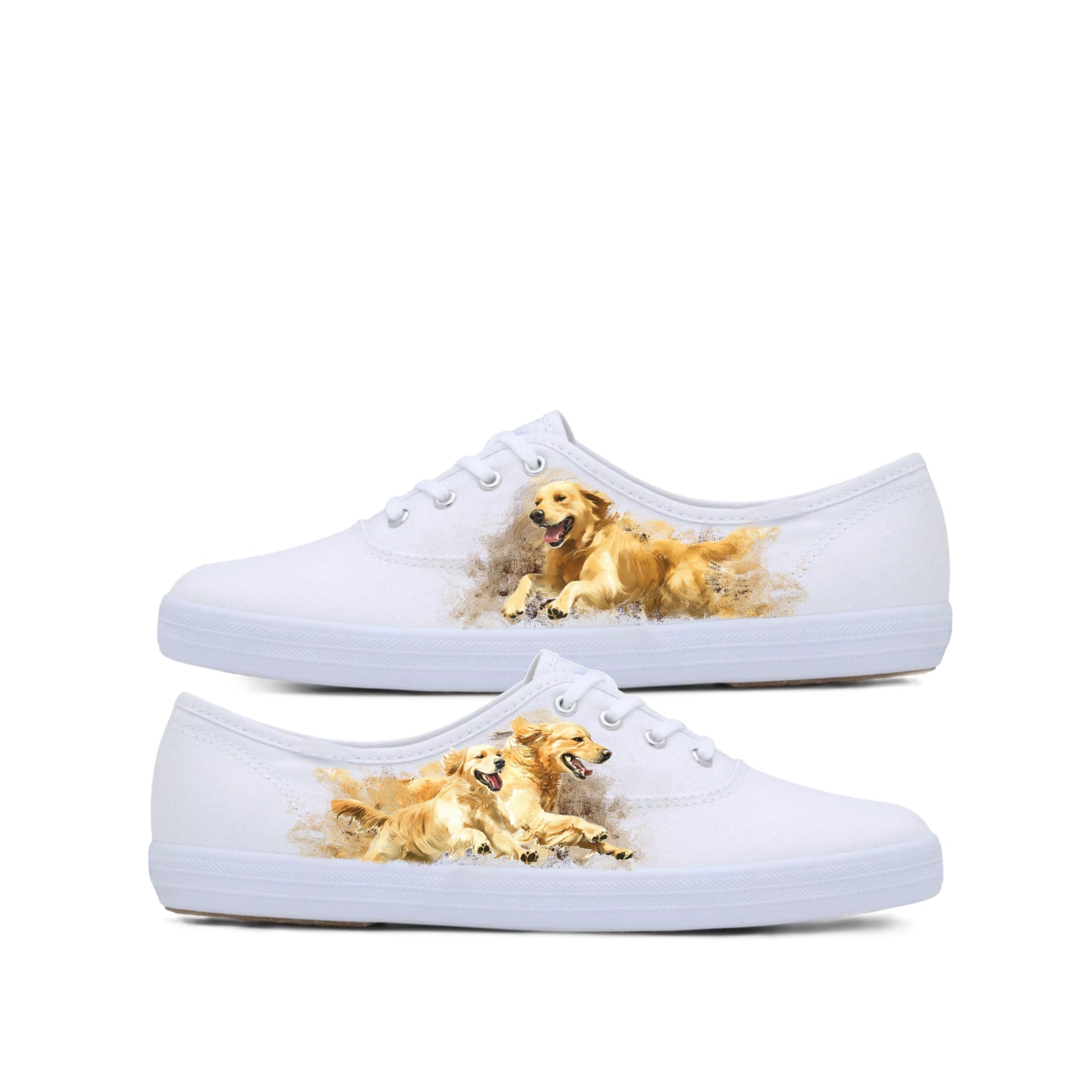 Golden Retriever Sneakers: Playful Bliss - Streetwear Sneakers - Streetwear Art by AndrooArt