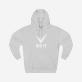 DID IT CHECKMARK (WHT) Hoodie | Motivational Streetwear Hoodie  | Androo’s Art Exclusive | Faith & Achievement Apparel | Unisex Sweatshirt | Motivational Success Graphic Tee — studio view with original artwork.