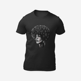 Angela Davis Understands black T-shirt, complete front product view with original artwork.