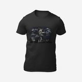 Breonna Taylor Say Her Name black T-shirt, complete front product view with original artwork.