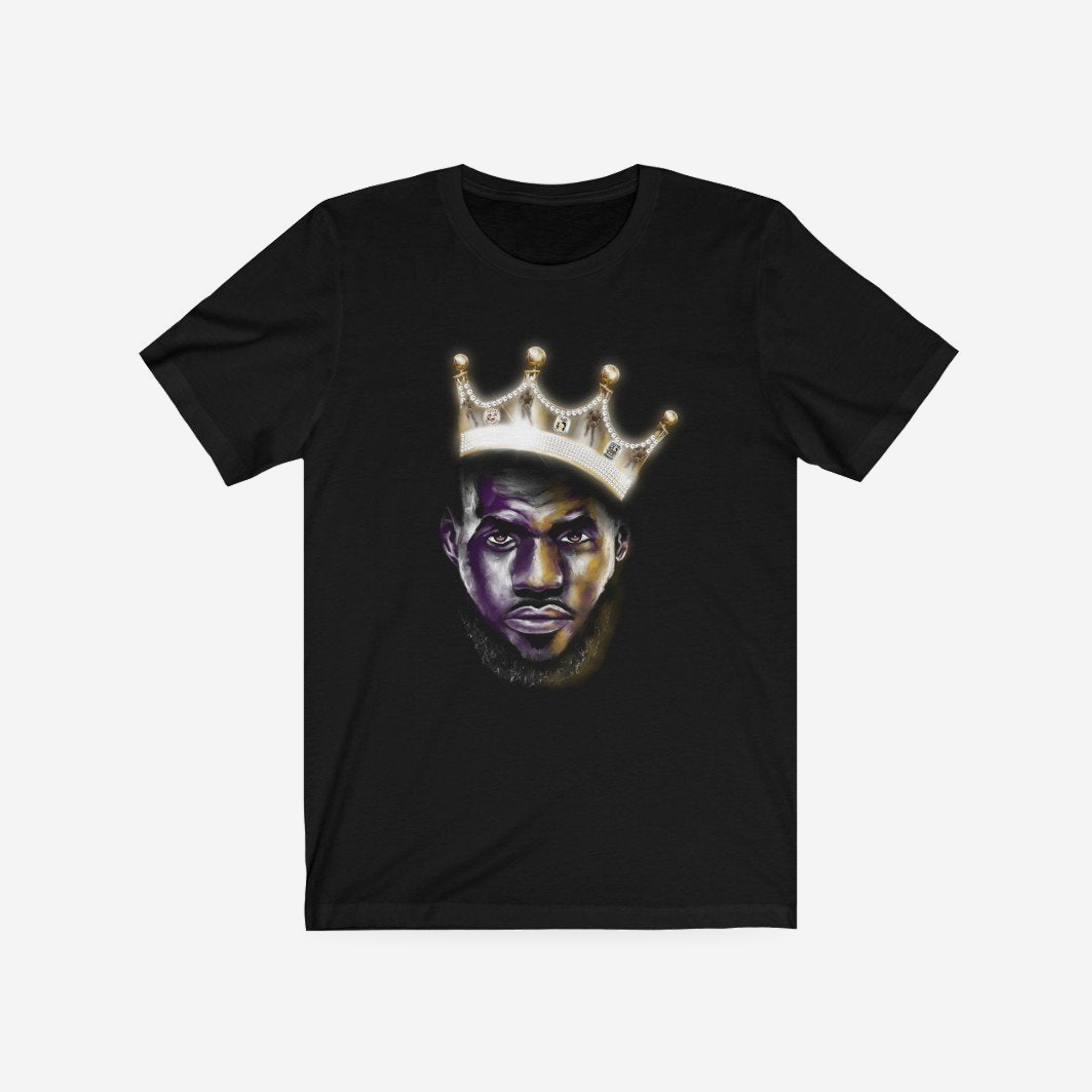 Lebron James T-shirt, complete front product view with original artwork.
