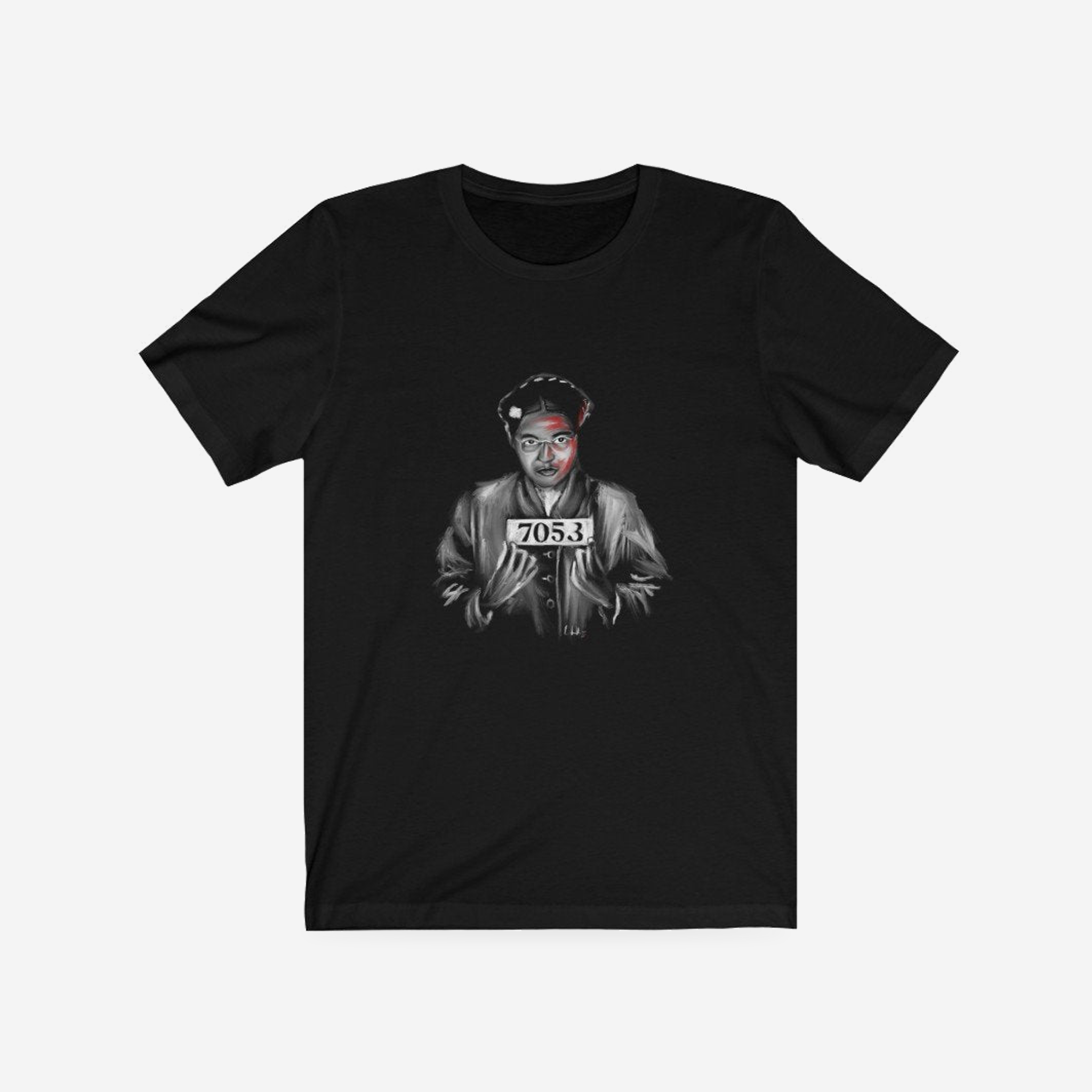 Rosa Parks T-shirt, complete front product view with original artwork.