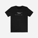 Rosa Parks | Nah 1955 | Unisex T-Shirt — complete garment, original artwork on light gray background