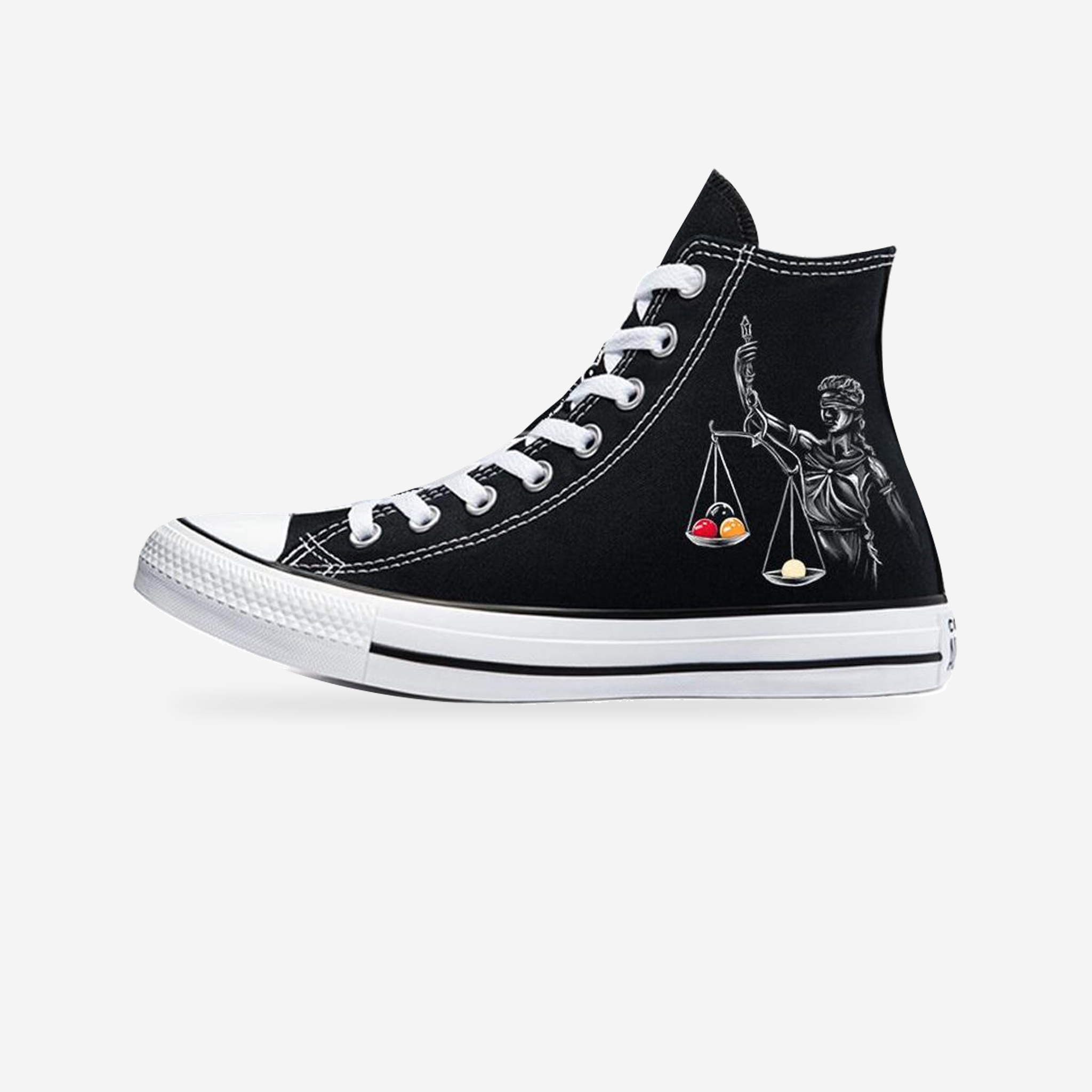 Fist of Knowledge | Converse — original artwork on a light-gray studio background.