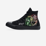 Bob Marley | Pure Joy | Blackout Converse — original artwork on a light-gray studio background.