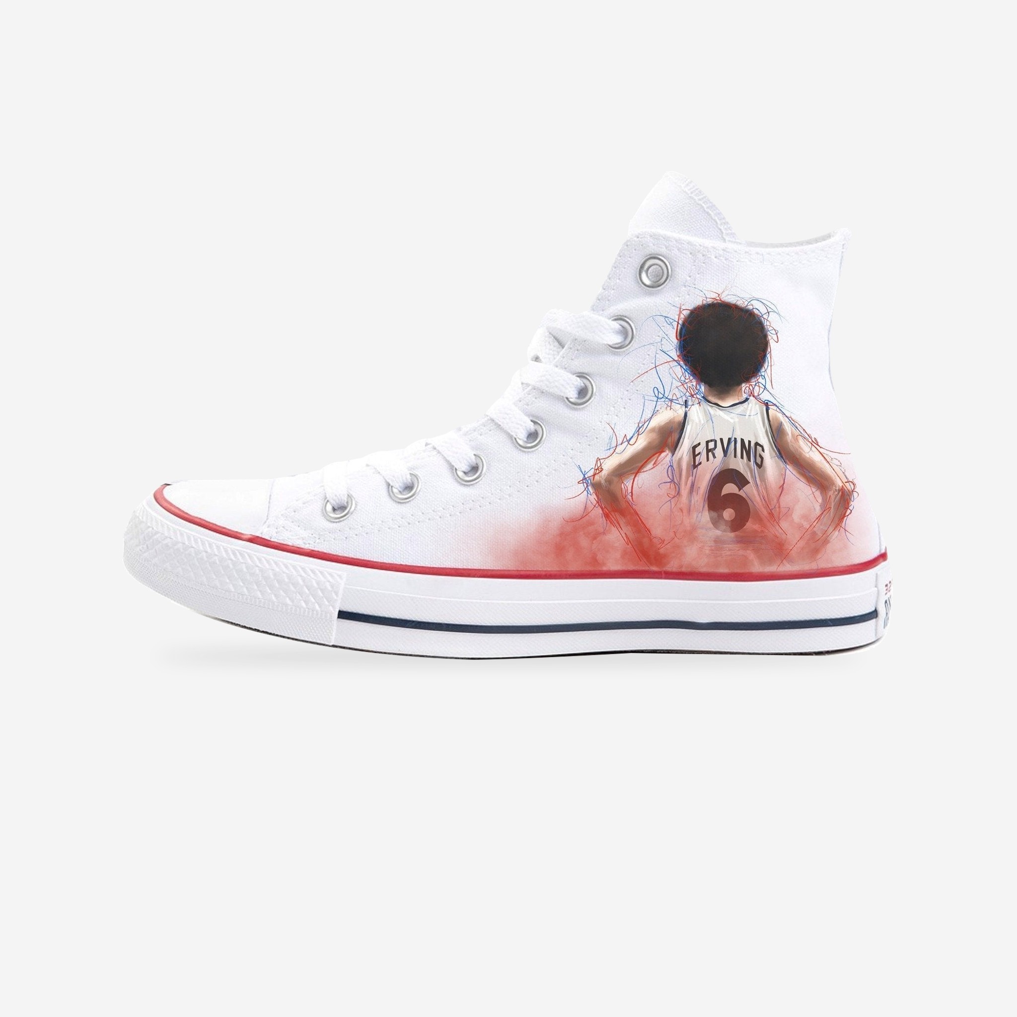 Julius Erving | "Dr. J" | Converse — original artwork on a light-gray studio background.
