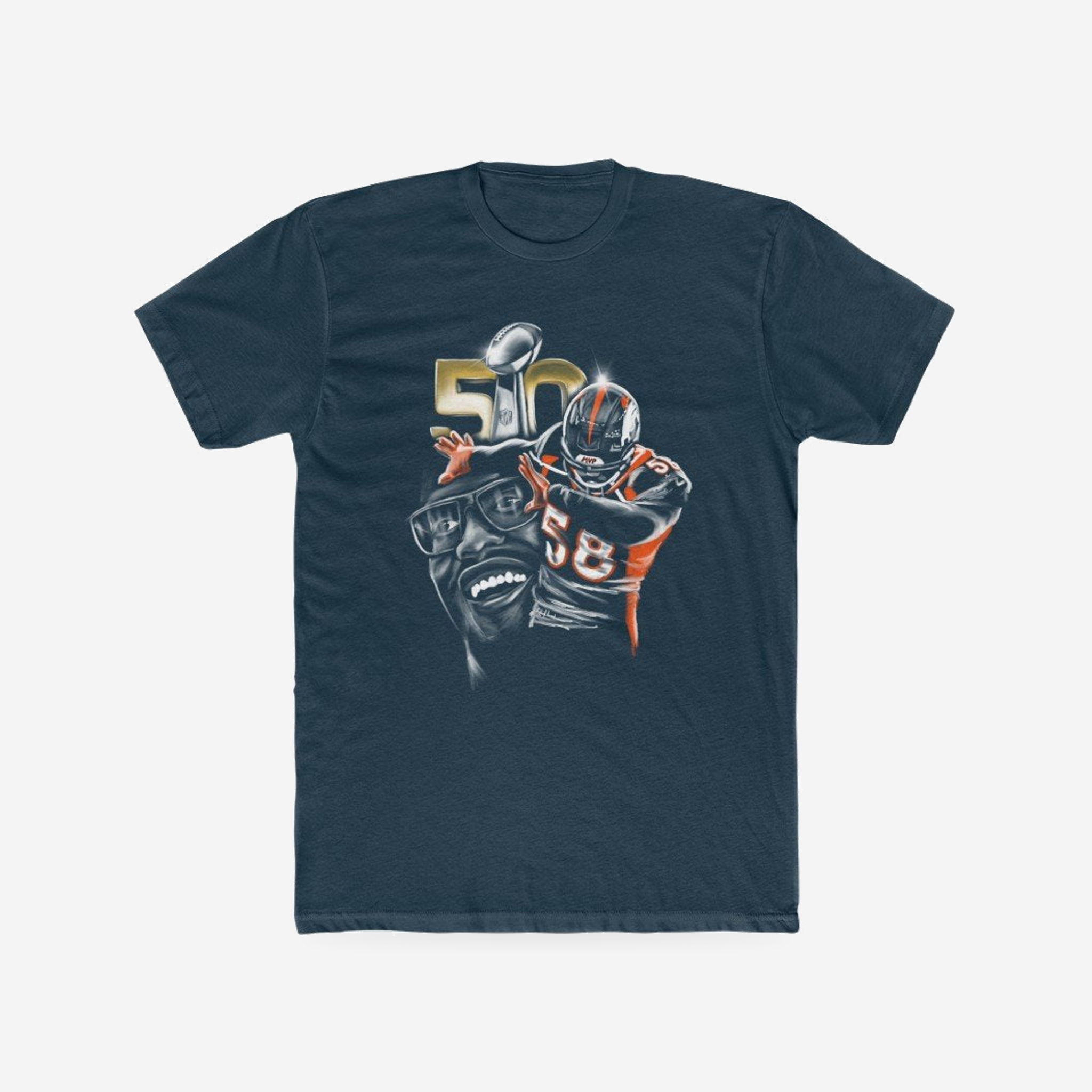Von Miller "Dab on Em" | Unisex  T-Shirt — complete garment, original artwork on light gray background