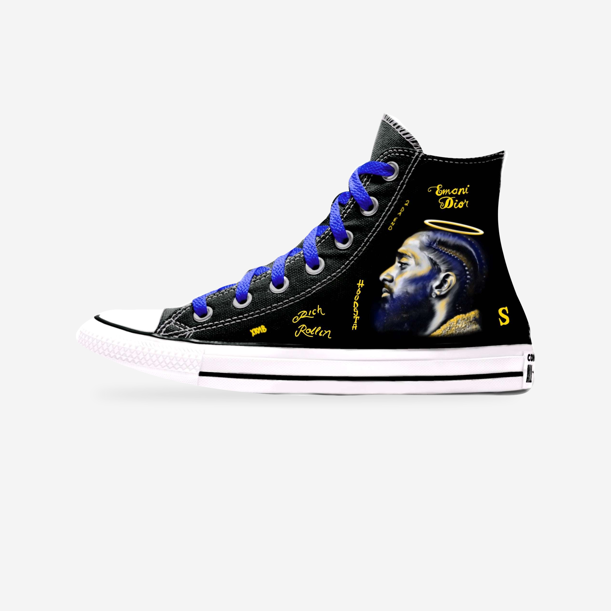 Nipsey Chucks | Rollin' Black & Blue | Converse — original artwork, studio presentation