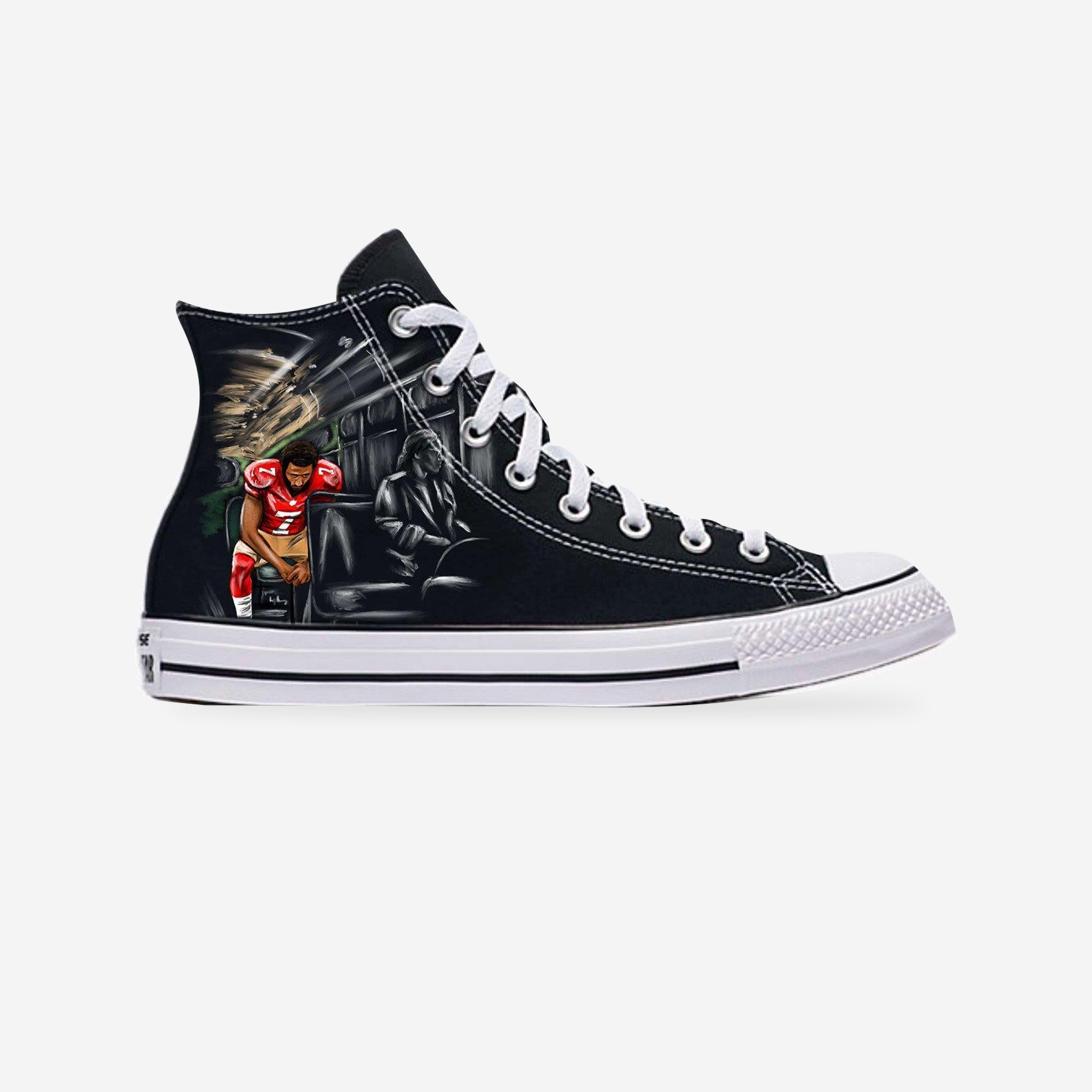 Colin Kaepernick High-Top Converse Custom Sneakers — original artwork, studio presentation