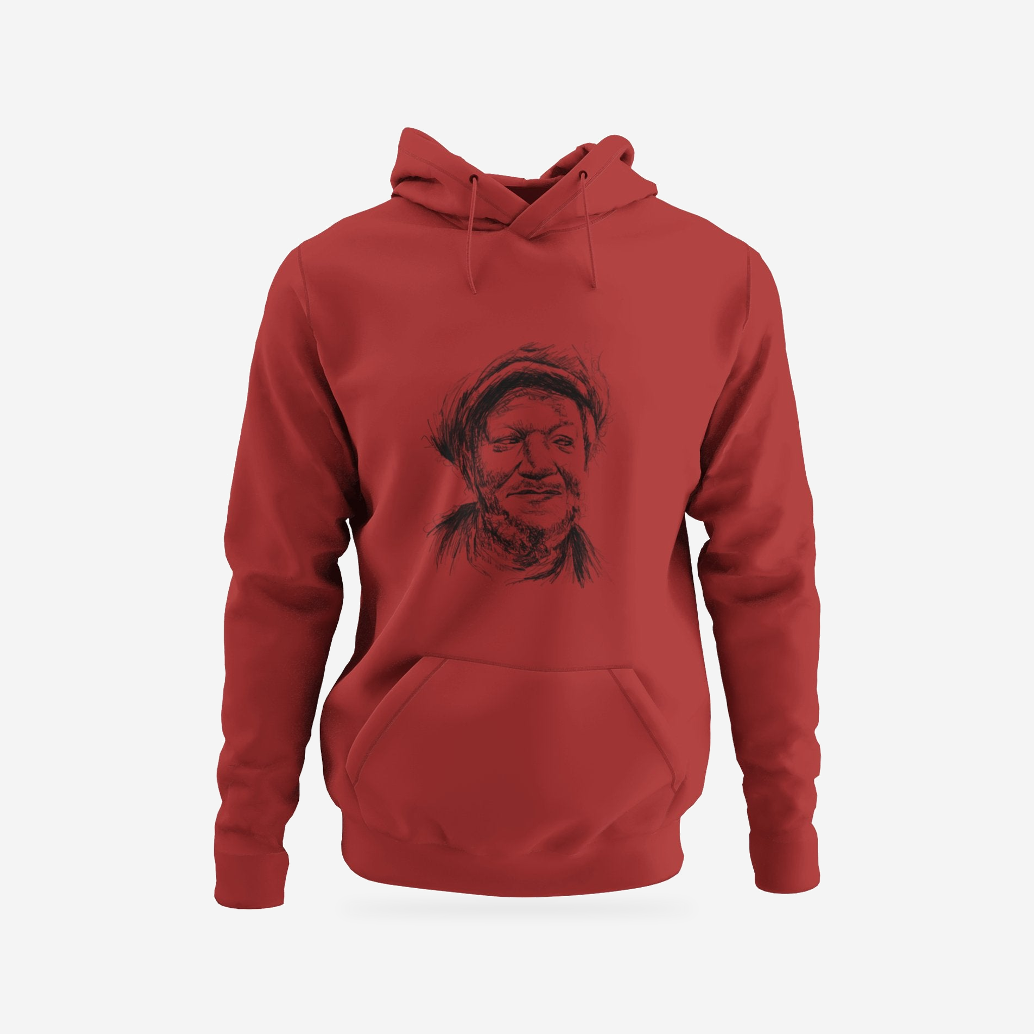 Redd Foxx | Hoodie — complete garment, original artwork on light gray background