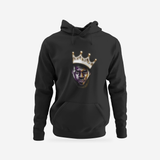 Front view of the LeBron James King Me hoodie with the original artwork.