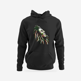 Front view of Bob Marley “Pure Joy” Hoodie with the original artwork.