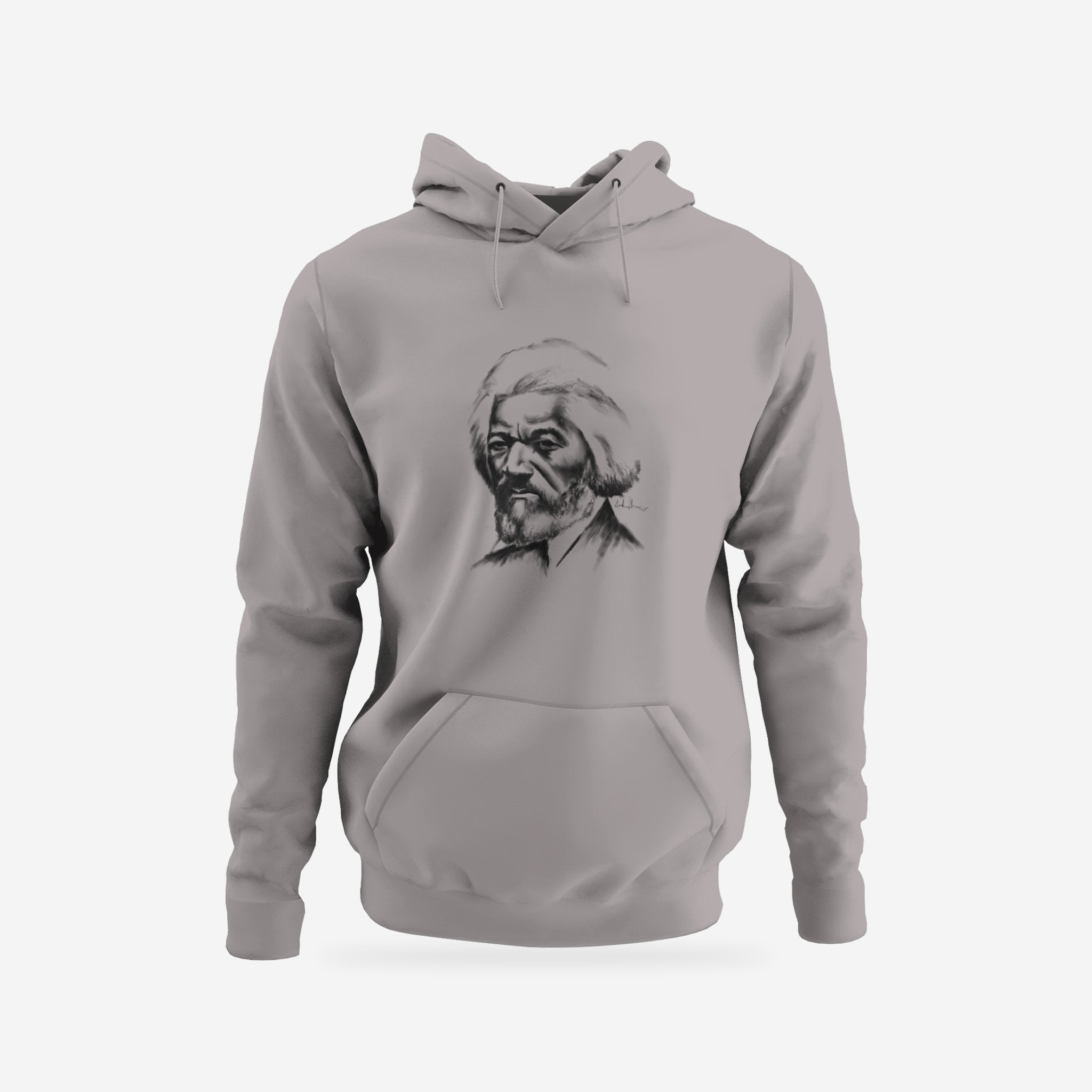 Front view of Frederick Douglass Hoodie with the original artwork.