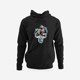 Lionel The Great | Hoodie — complete garment, original artwork on light gray background