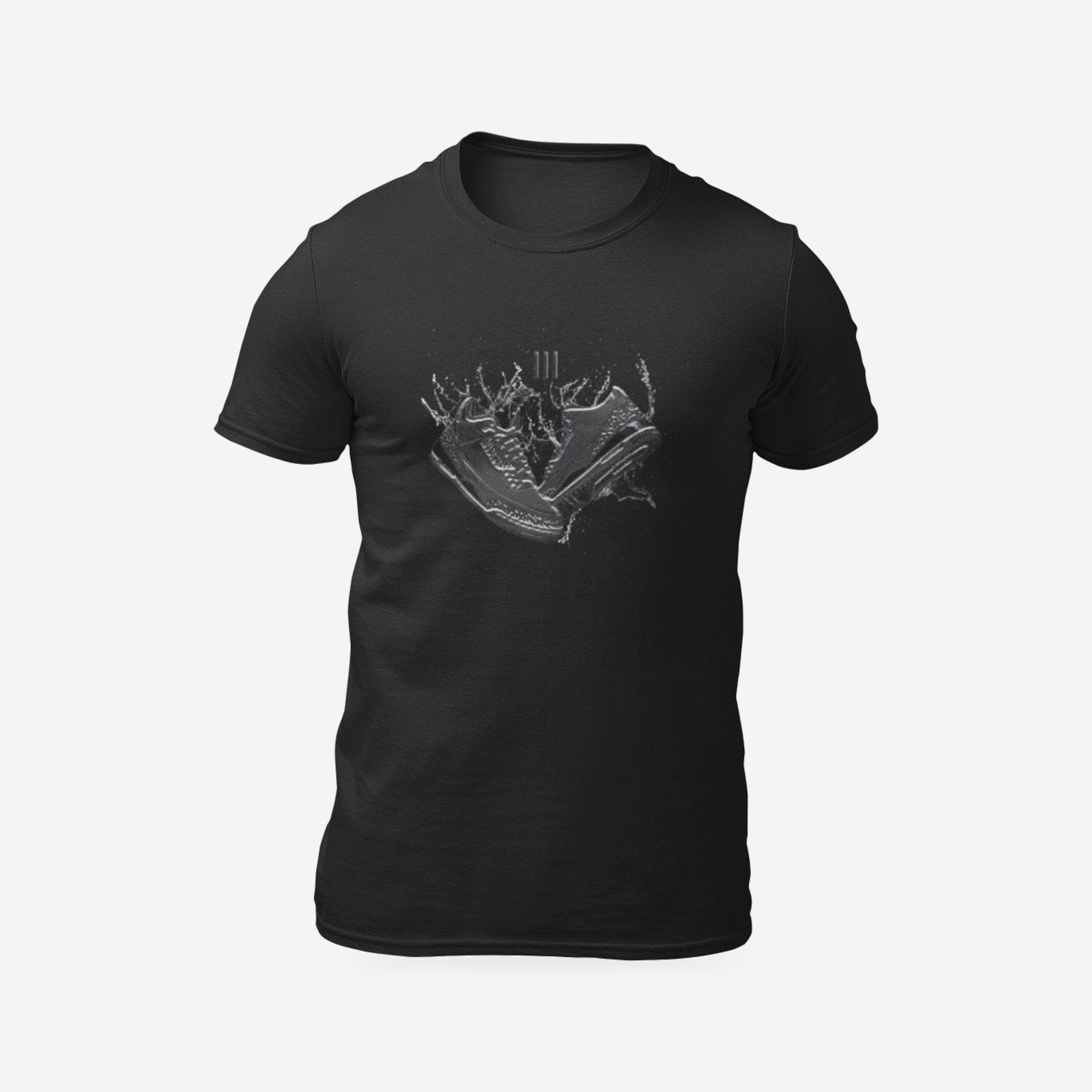 Be Water AJ3 | Unisex T-shirt | Graphic Art Streetwear Tee — complete garment, original artwork on light gray background