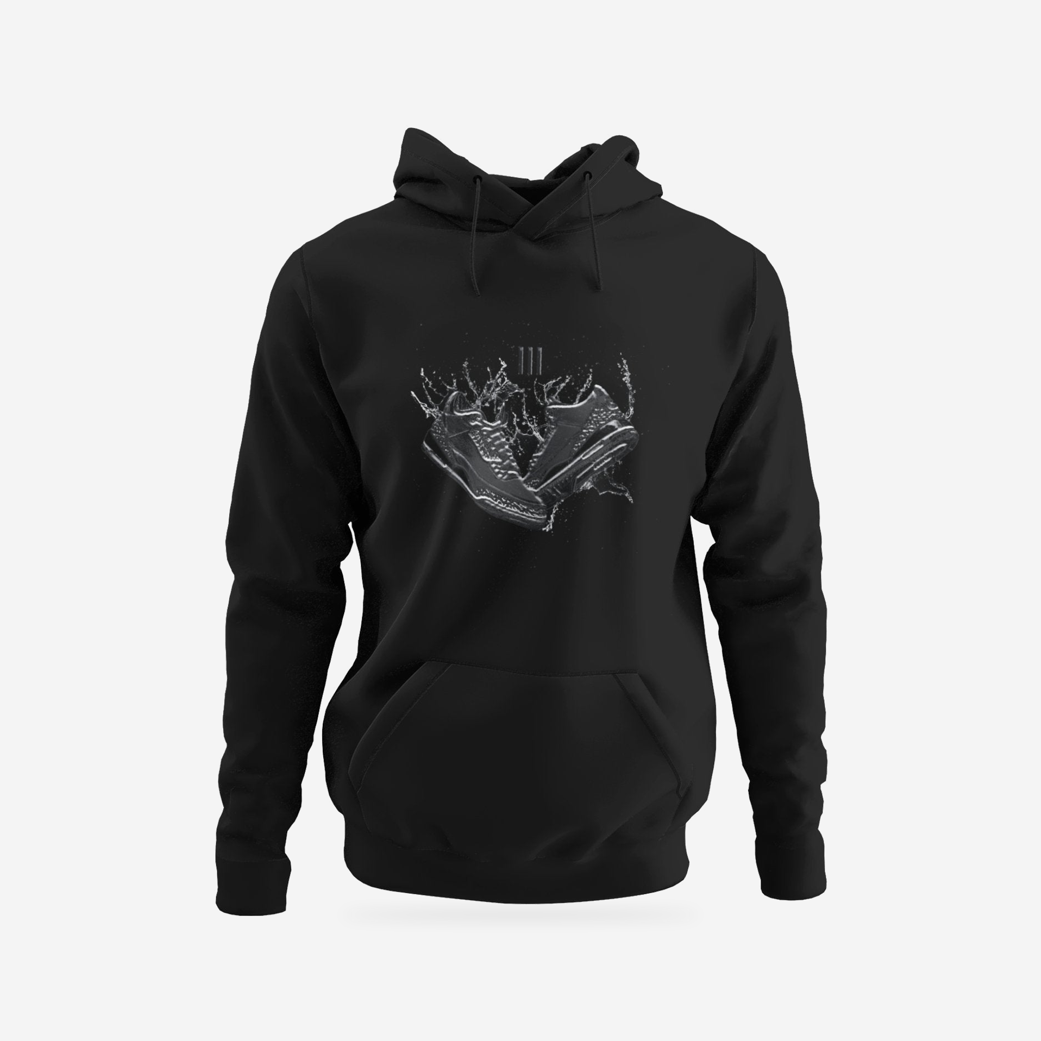 Be Water AJ3  | Hoodie | Graphic Art Streetwear Tee — complete garment, original artwork on light gray background