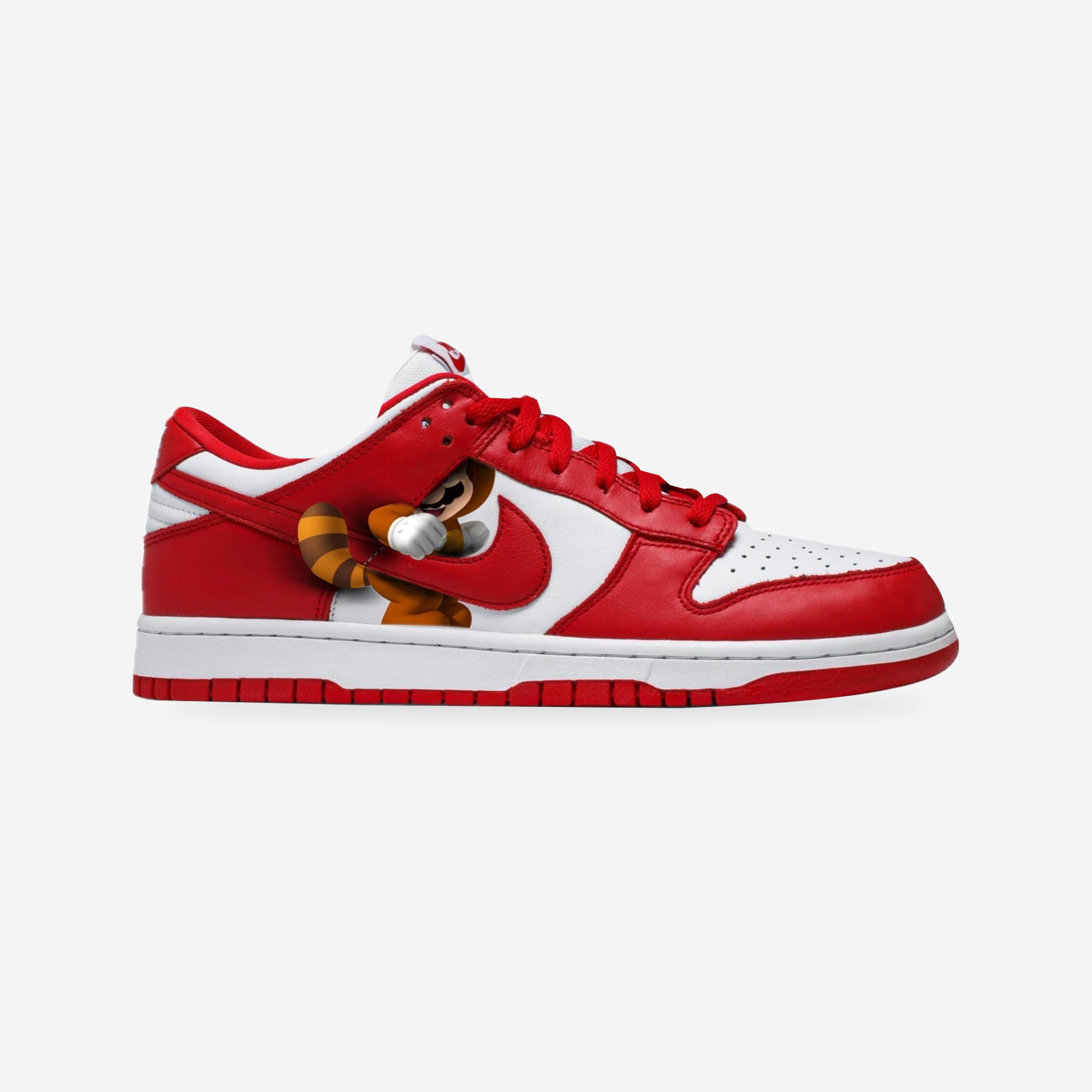 Mario Red Dunk Low "Too Fly" — original artwork, studio presentation
