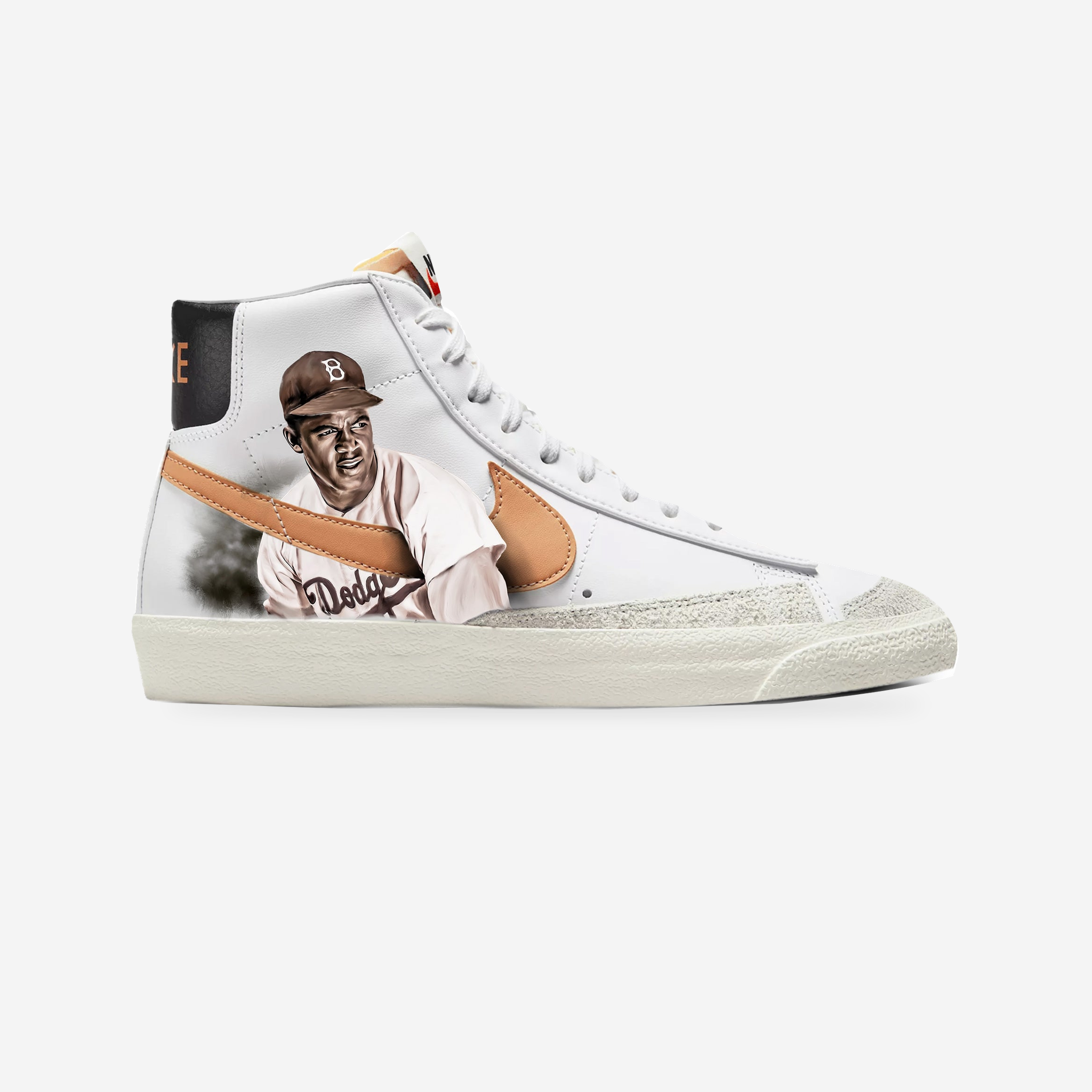 Legends of the Diamond: Hank Aaron & Jackie Robinson Tribute Nike Blazer Mid '77 Sneakers — original artwork, studio presentation