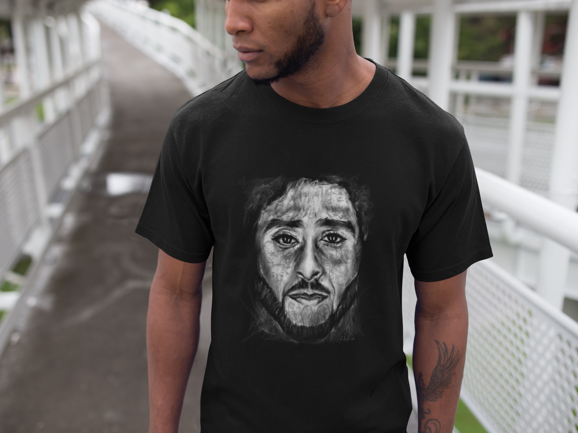 Colin Kaepernick | Doing It | Unisex Black T-Shirt | Graphic Art Streetwear Tee - Colin Kaepernick - Streetwear Art by AndrooArt