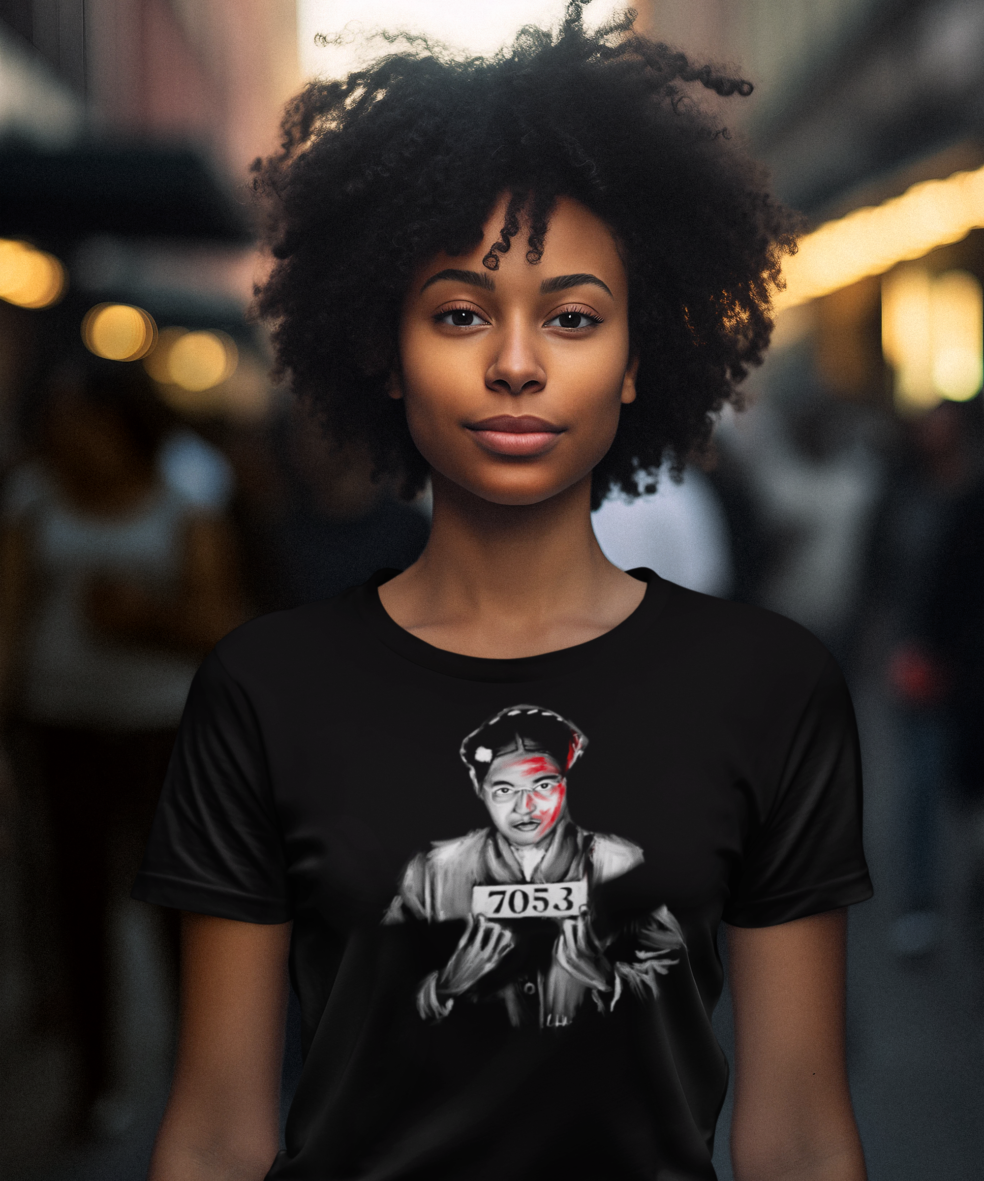 Unyielding Courage: Rosa Parks' Historic Defiance T-Shirt - Rosa Parks - Streetwear Art by AndrooArt