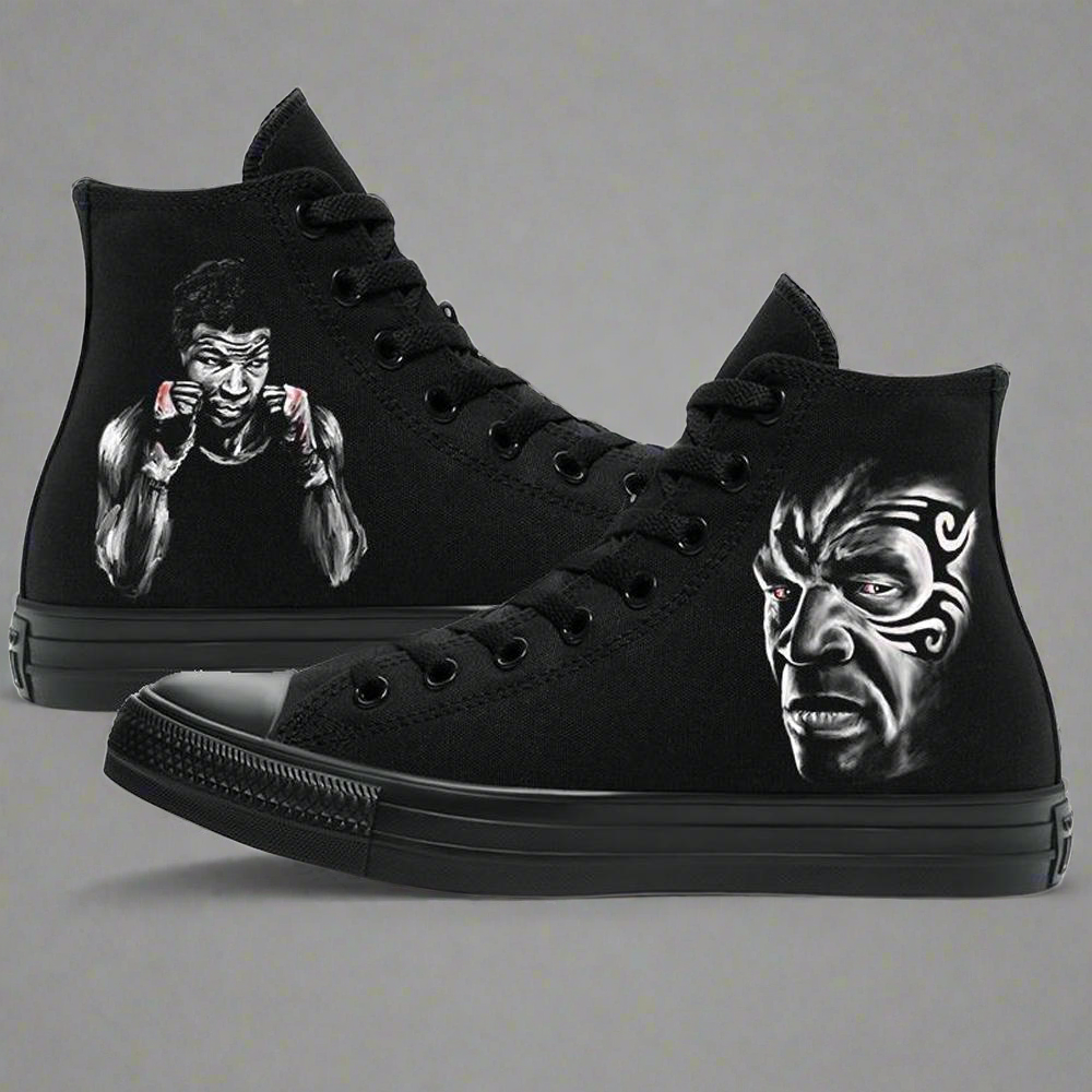 Iron Mike Tyson | Blackout Converse - Streetwear Sneakers - Streetwear Art by AndrooArt