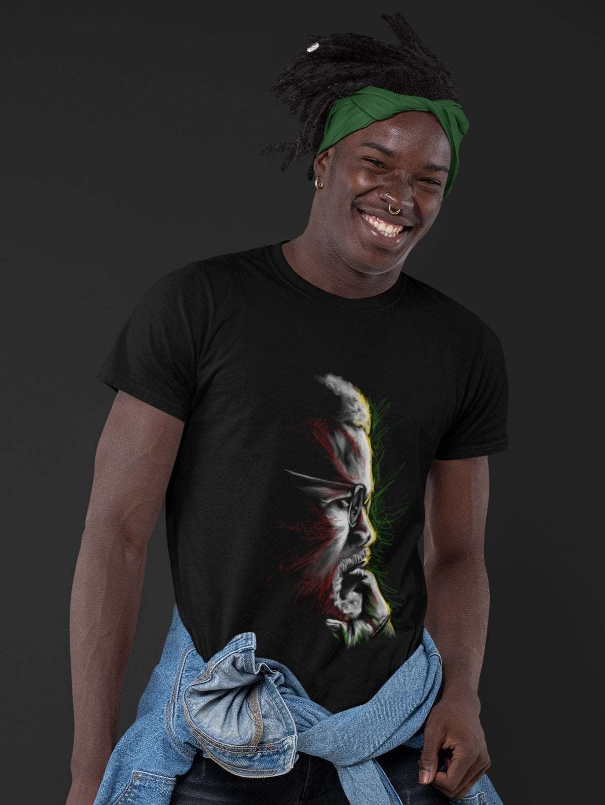 Malcolm X T-Shirt | Thoughts of Malcolm X | Unisex Black T-Shirt - Androo's Art