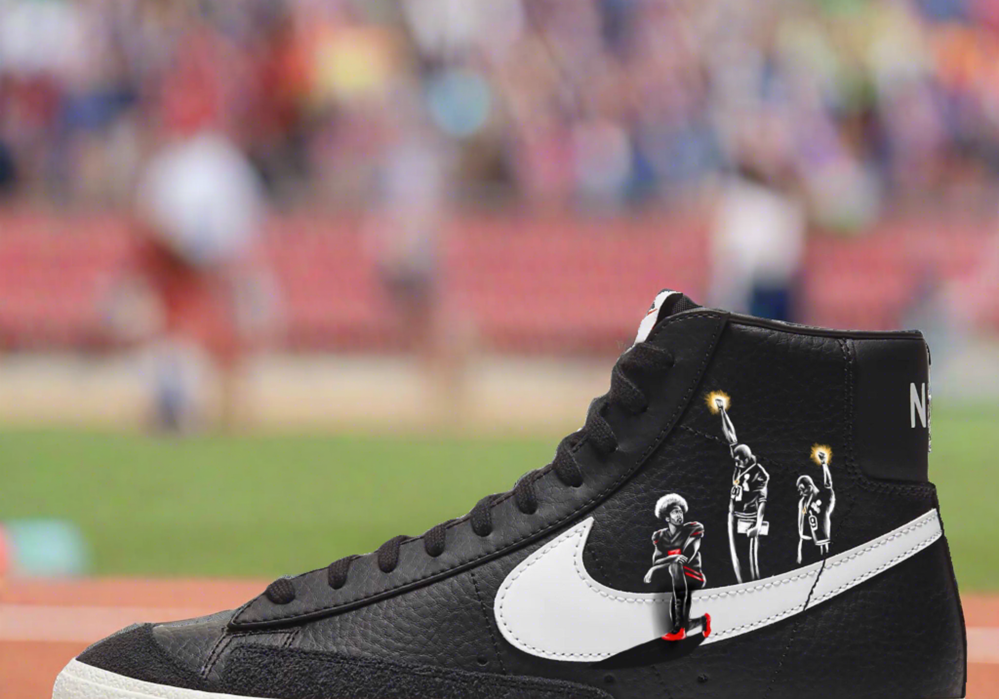 Nike Blazer Mid Sneakers | Black and White | "I'm With Kap" - Androo's Art