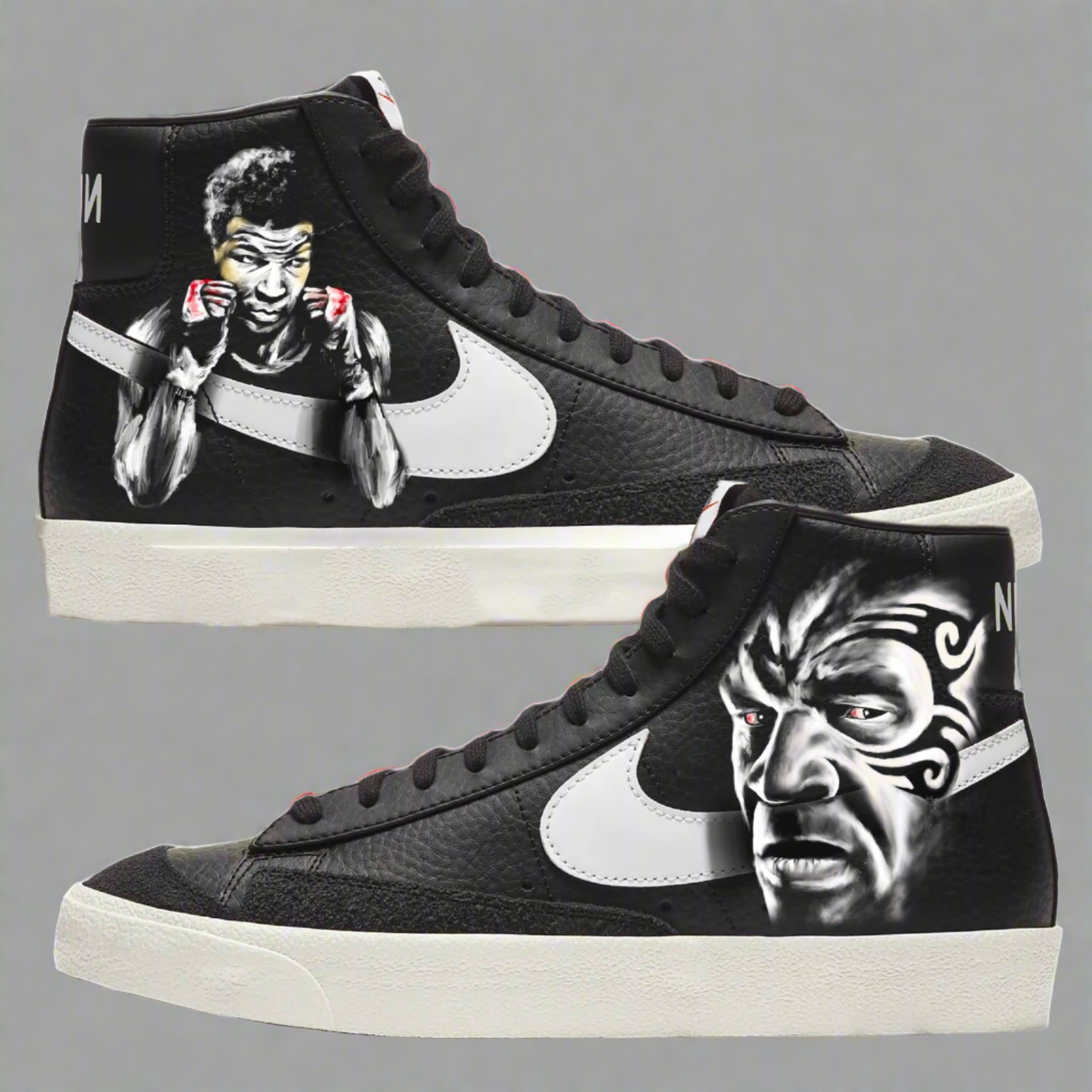 Nike Blazer Mid Sneakers | Black and White | "Iron Mike" - Androo's Art