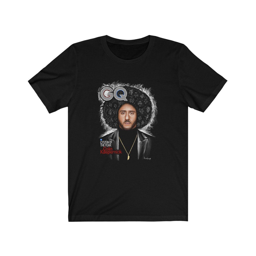 Colin Kaepernick and GQ | Justified | Unisex Black T-Shirt | Graphic Art Streetwear Tee - Colin Kaepernick - Streetwear Art by AndrooArt