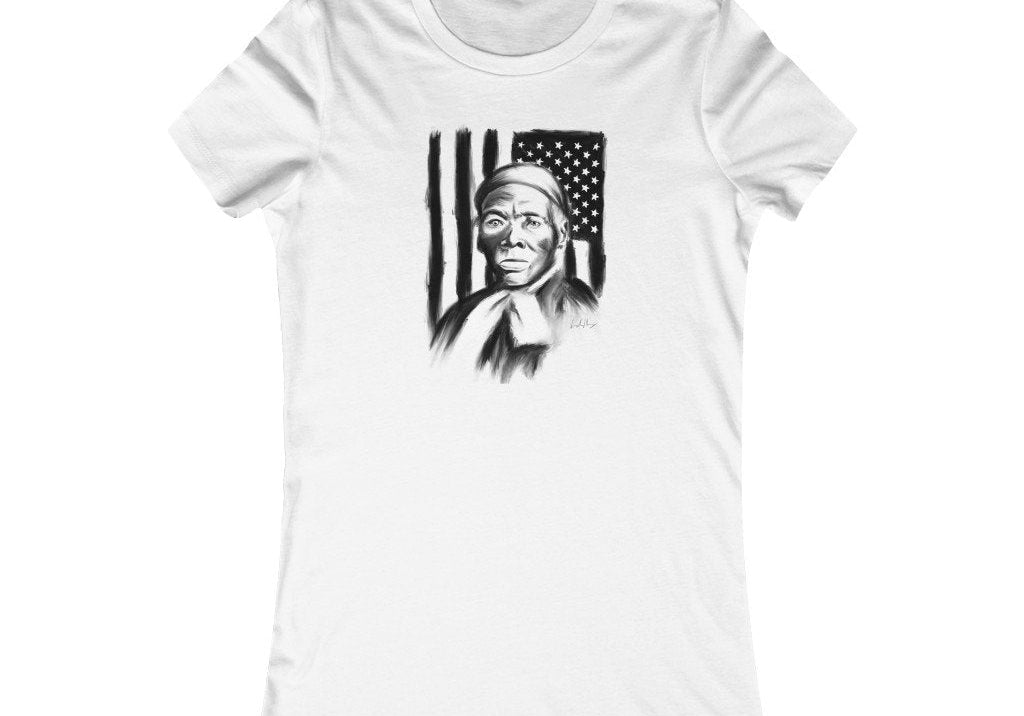 Harriet Tubman T-Shirt | Flag | Ladies' Crewneck T-Shirt - Androo's Art
