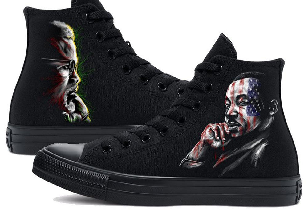 MLK & Malcolm | Blackout Kicks | Converse All-Star Sneakers - Androo's Art