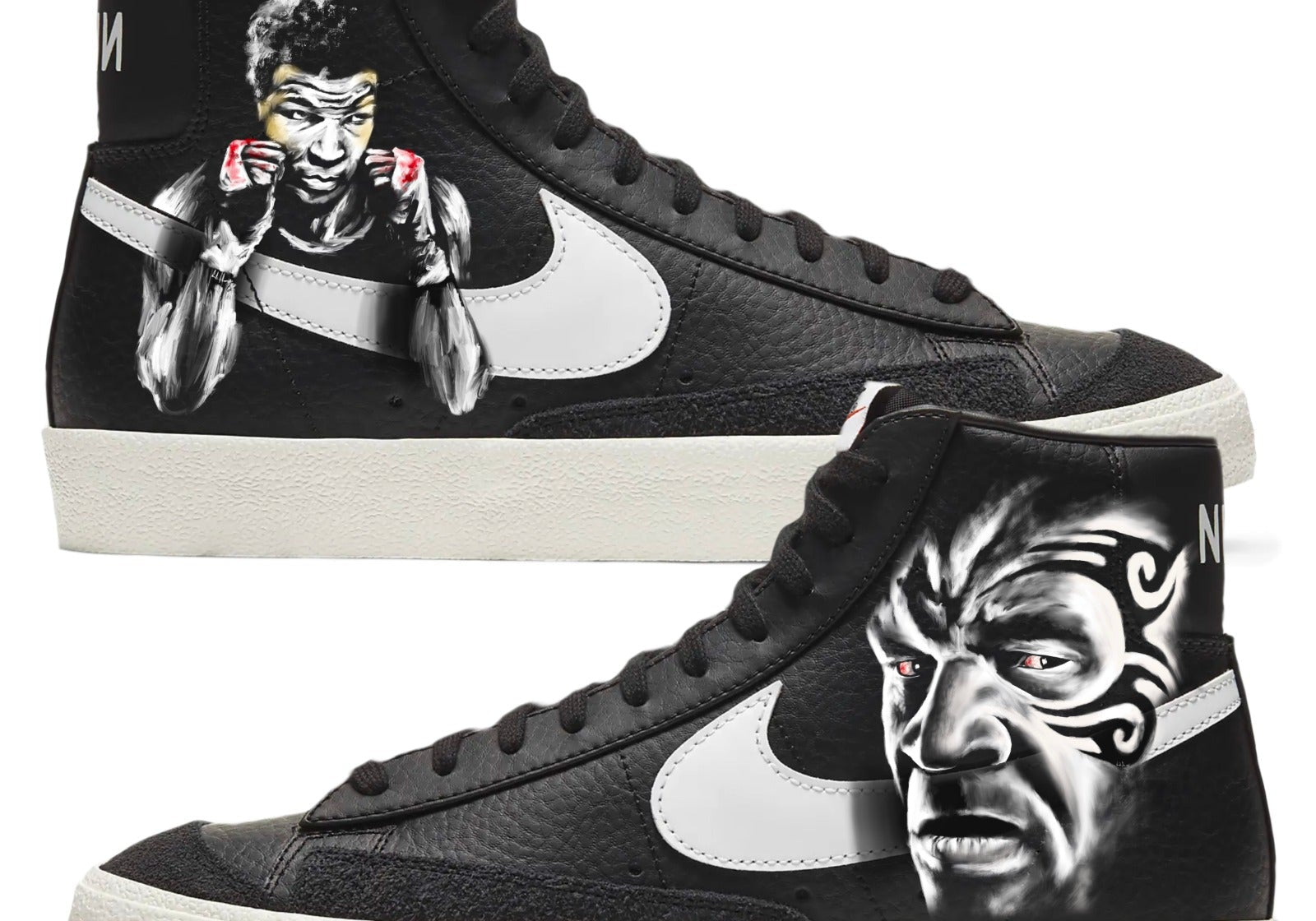 Nike Blazer Mid Sneakers | Black and White | "Iron Mike" - Androo's Art
