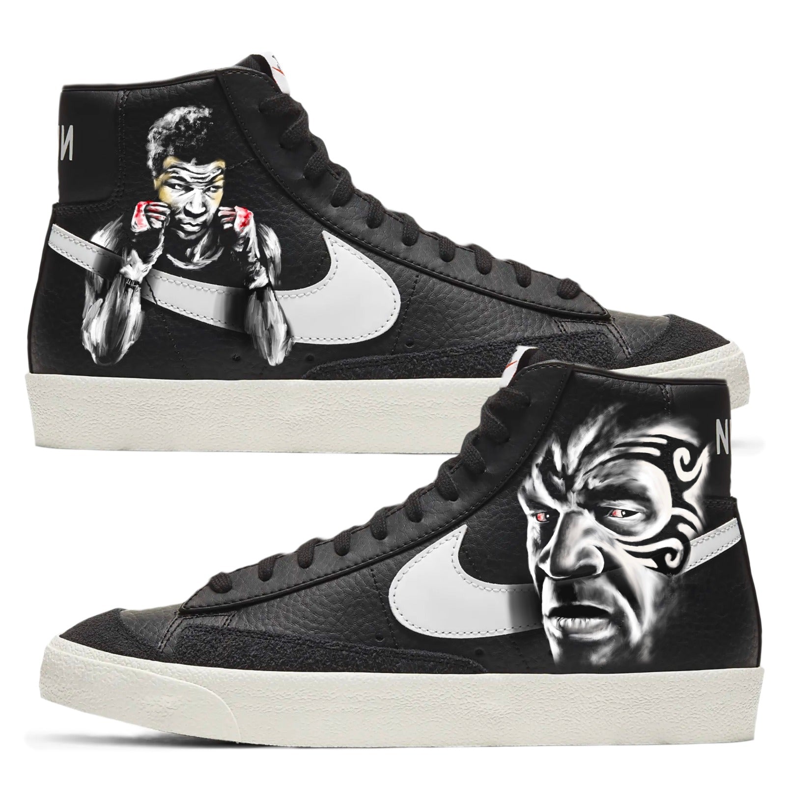 Nike Blazer Mid Sneakers | Black and White | "Iron Mike" - Androo's Art