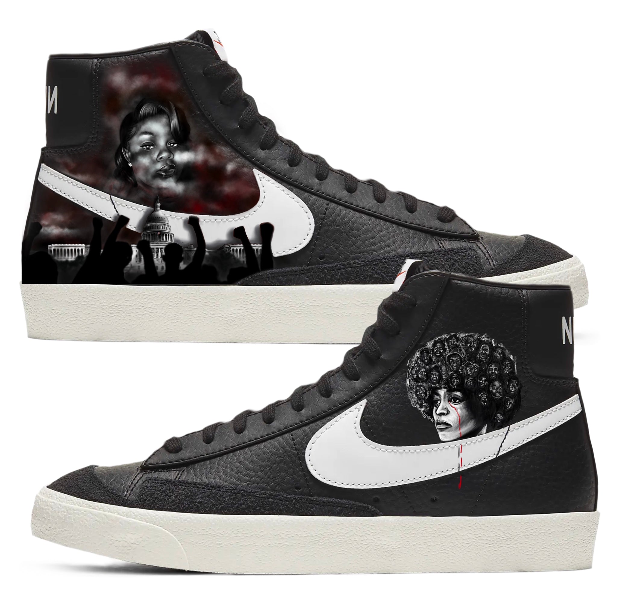 Nike Blazer Mid Sneakers | Black and White | "Say Their Names’’ - Androo's Art